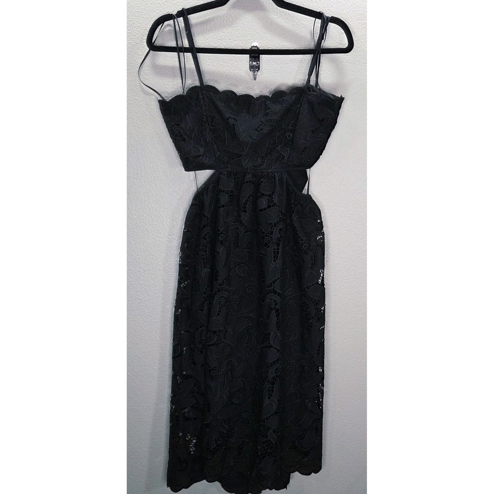 Express Black Lace Cutout Back Dress Spaghetti Strap Fit Flare Small - Picture 3 of 14